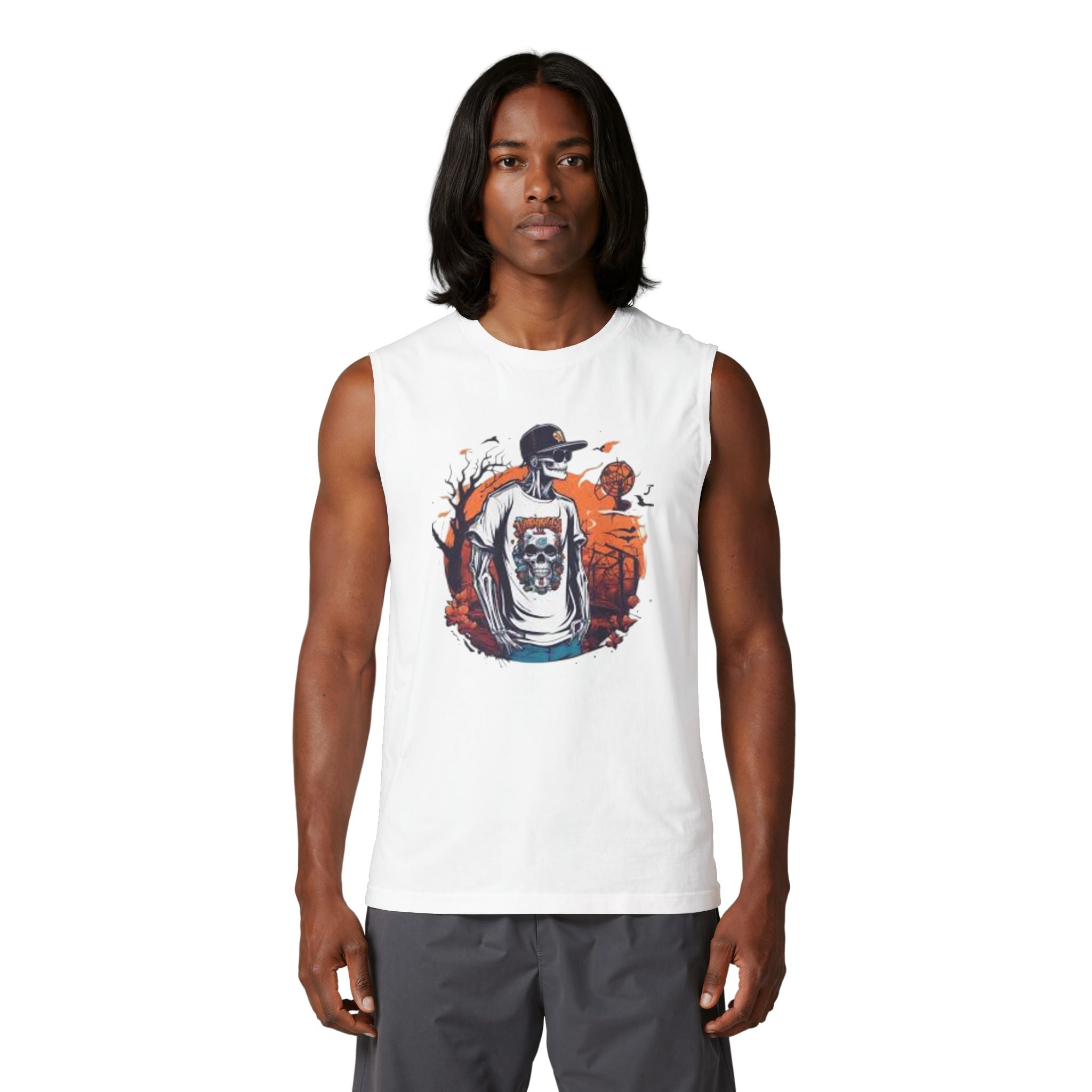 Skull Skateboarder Muscle Tank — Urban Graphic Sleeveless Tee