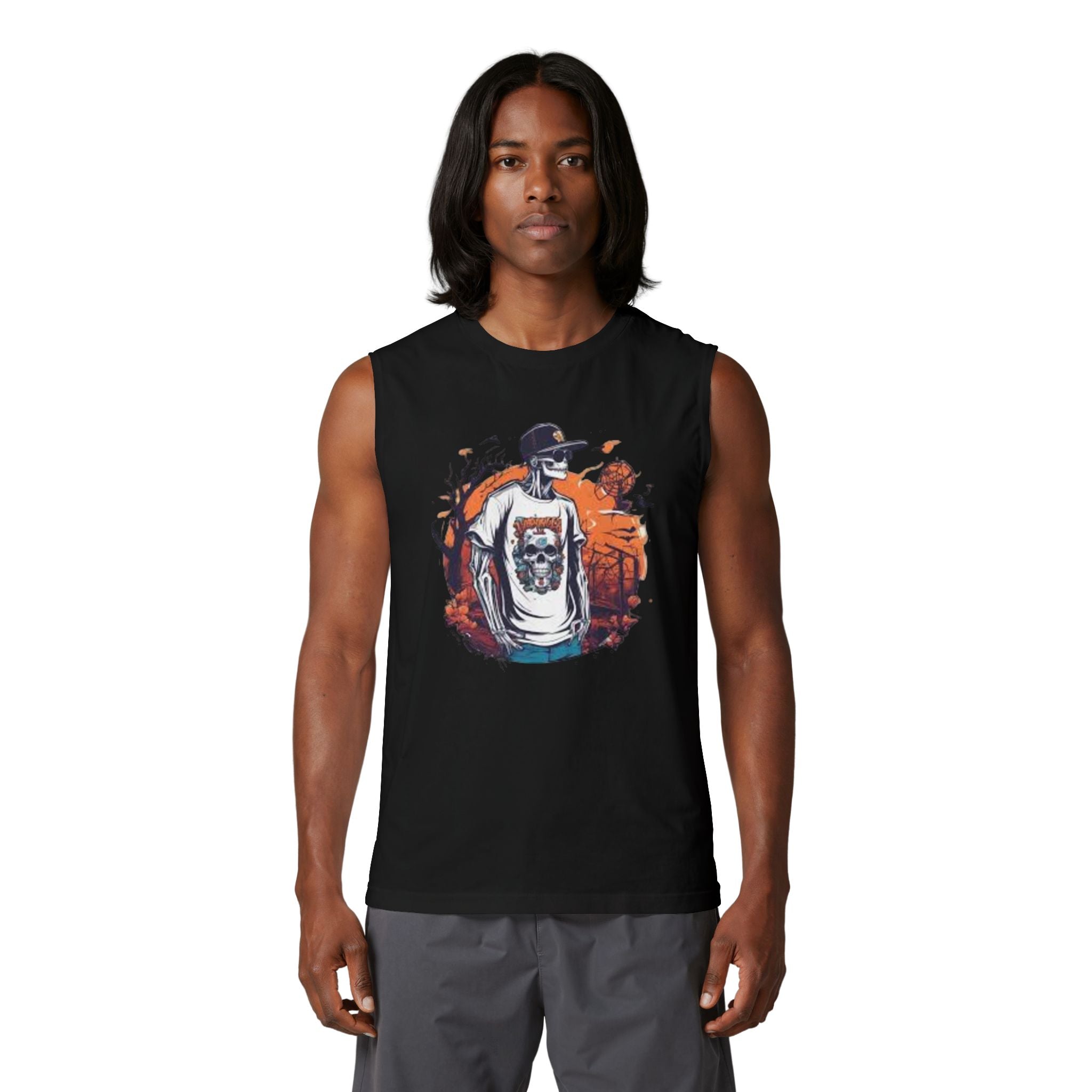 Skull Skateboarder Muscle Tank — Urban Graphic Sleeveless Tee